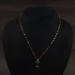 Stainless Steel Cat & Fishbone Blue Gemstone Pendant Necklace - Anti-Tarnish