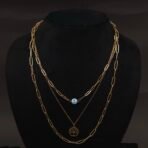 Stainless Steel Layered Tree of Life & Evil Eye Necklace - Anti-Tarnish