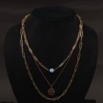 Stainless Steel Layered Tree of Life & Evil Eye Necklace - Anti-Tarnish