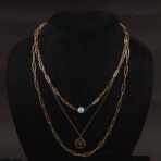 Stainless Steel Layered Tree of Life & Evil Eye Necklace - Anti-Tarnish
