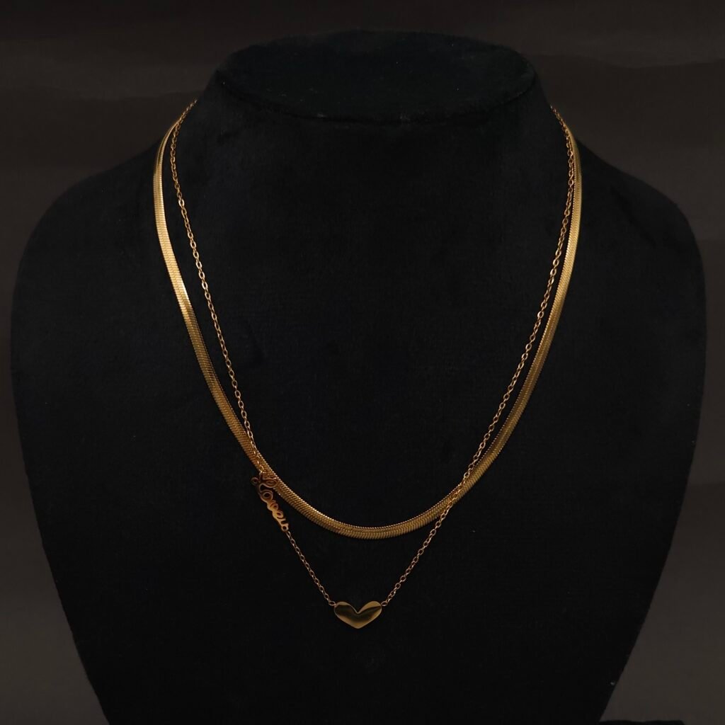 Stainless Steel Layered Heart & Love Necklace - Anti-Tarnish