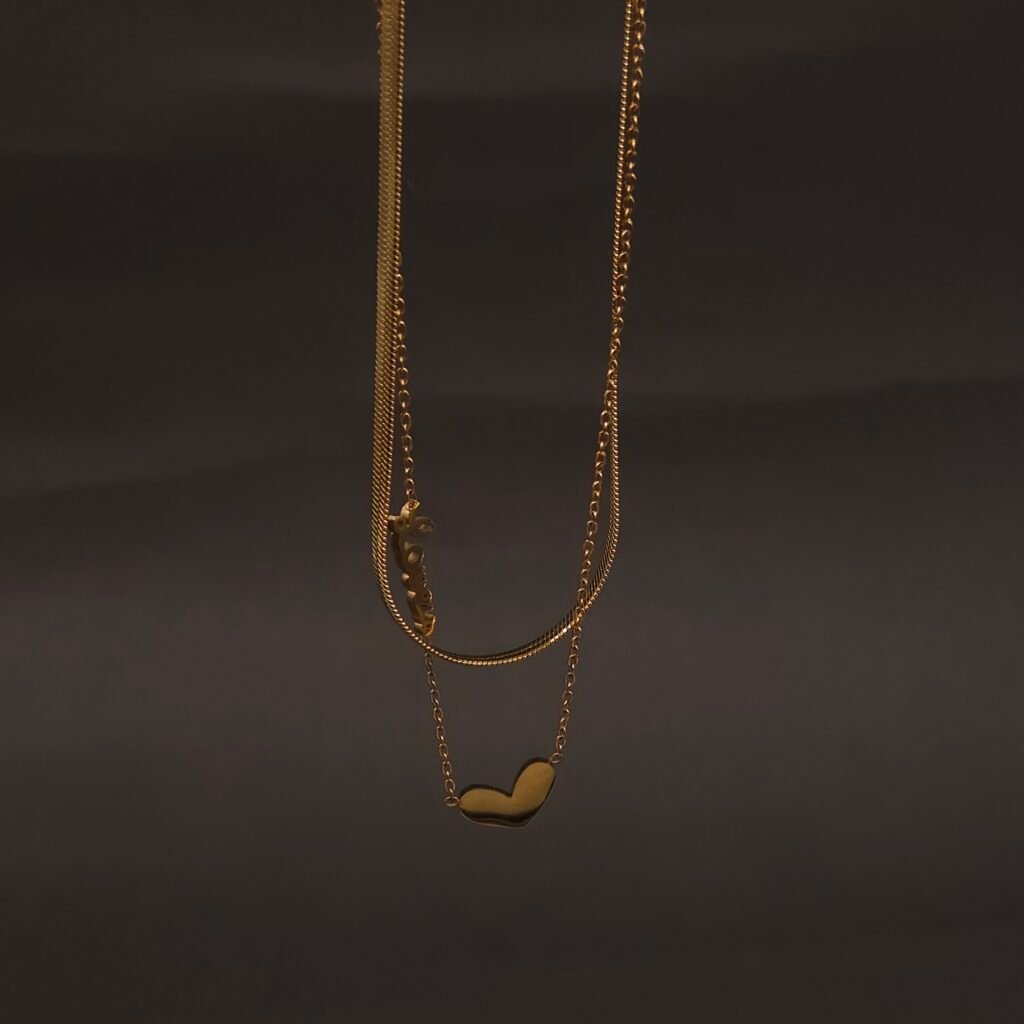 Stainless Steel Layered Heart & Love Necklace - Anti-Tarnish