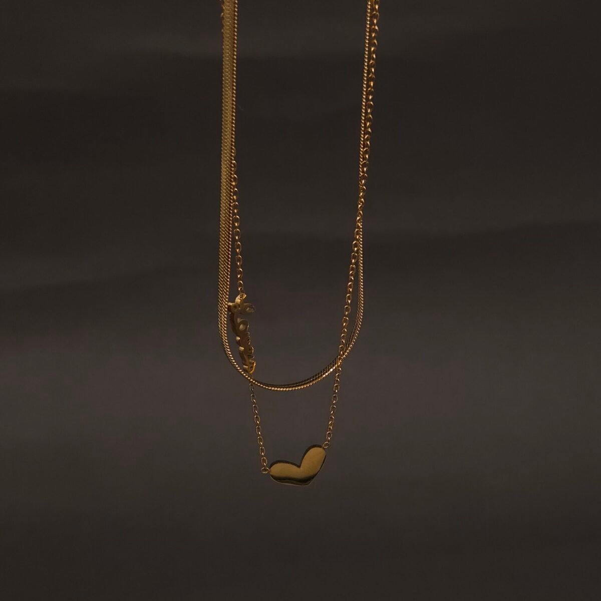 Stainless Steel Layered Heart & Love Necklace - Anti-Tarnish