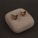 Stainless Steel Butterfly Crystal Stud Earrings - Anti-Tarnish