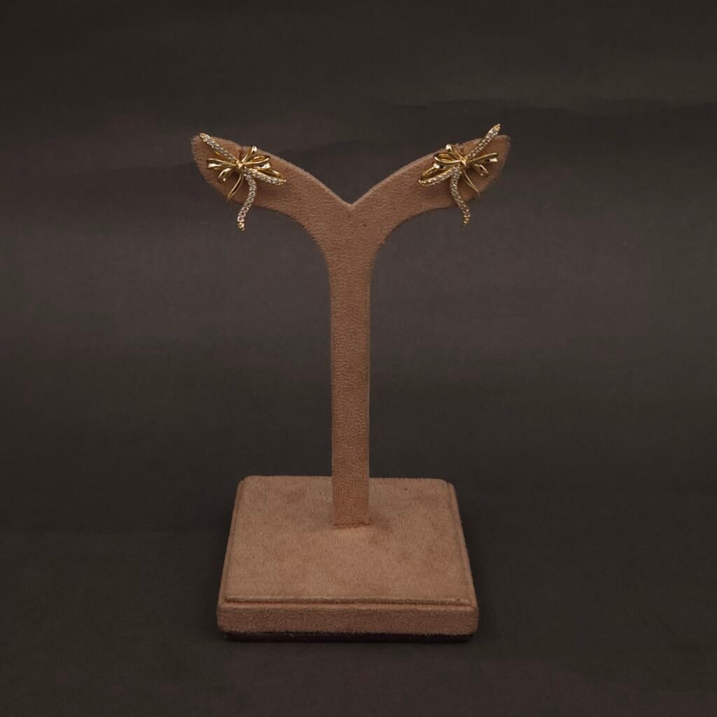 Stainless Steel Crystal Bow Stud Earrings - Anti-Tarnish