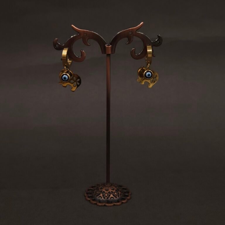 Stainless Steel Elephant Evil Eye Hoop Earrings - Anti-Tarnish