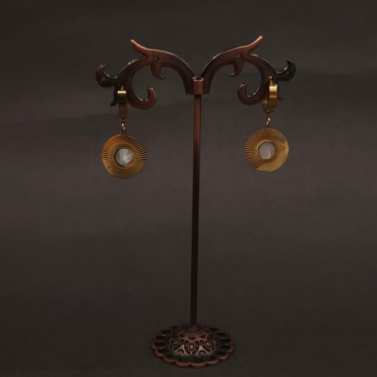 Stainless Steel Sunburst Pearl Hoop Earrings - Anti-Tarnish