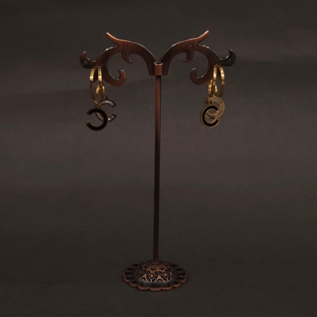 Stainless Steel Double C Motif Hoop Earrings - Anti-Tarnish