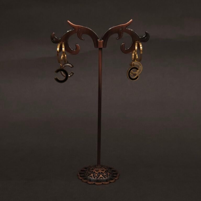 Stainless Steel Double C Motif Hoop Earrings - Anti-Tarnish