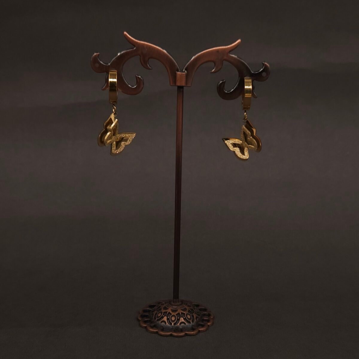 Stainless Steel Double Butterfly Hoop Earrings - Anti-Tarnish