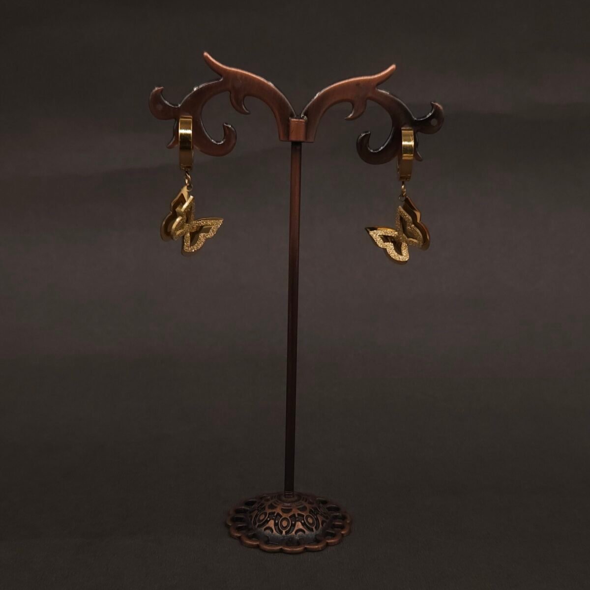 Stainless Steel Double Butterfly Hoop Earrings - Anti-Tarnish