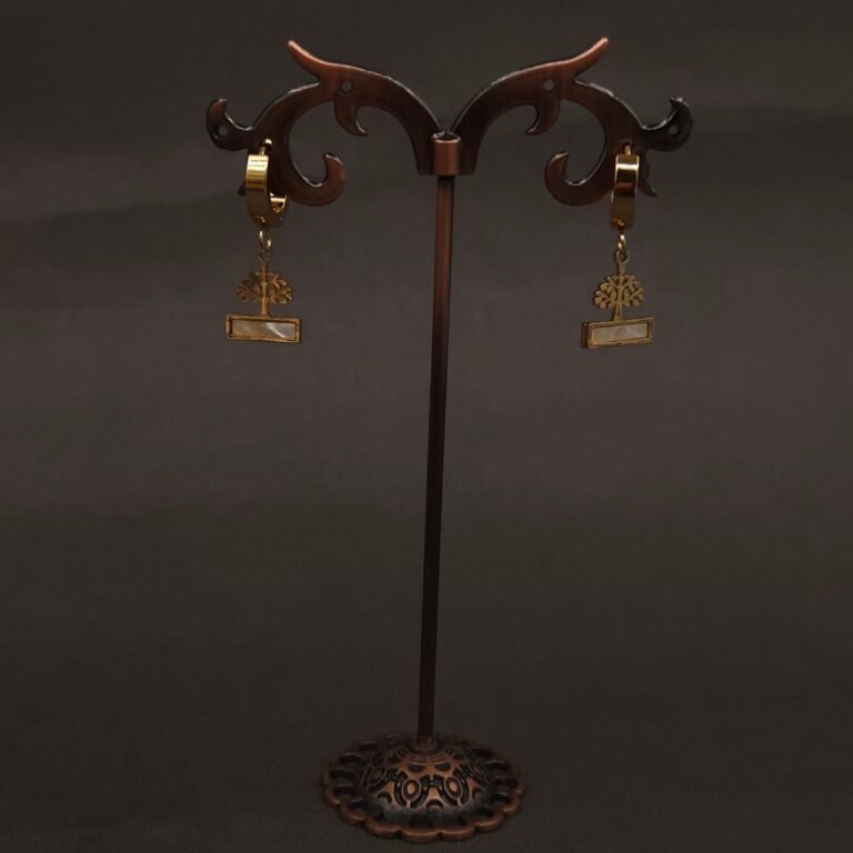 Stainless Steel Tree of Life Mother of Pearl Hoop Earrings - Anti-Tarnish