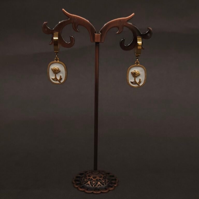 Stainless Steel Cameo Rose Hoop Earrings - Anti-Tarnish