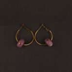 Stainless Steel Pink Enamel Floral Hoop Earrings - Anti-Tarnish