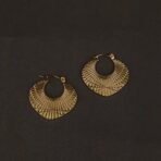 Stainless Steel Fan Engraved Hoop Earrings - Anti-Tarnish