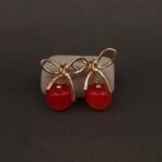 Stainless Steel Bow Cherry Drop Earrings - Anti-Tarnish