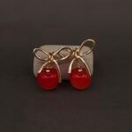 Stainless Steel Bow Cherry Drop Earrings - Anti-Tarnish