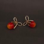 Stainless Steel Bow Cherry Drop Earrings - Anti-Tarnish