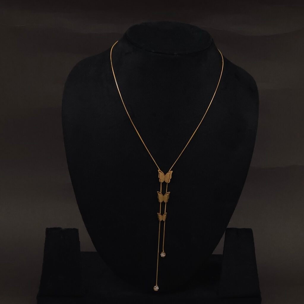 Stainless Steel Butterfly Lariat Necklace - Anti-Tarnish