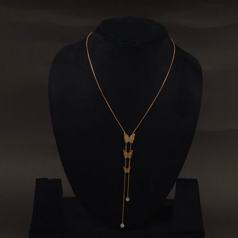 Stainless Steel Butterfly Lariat Necklace - Anti-Tarnish
