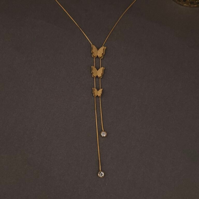 Stainless Steel Butterfly Lariat Necklace - Anti-Tarnish