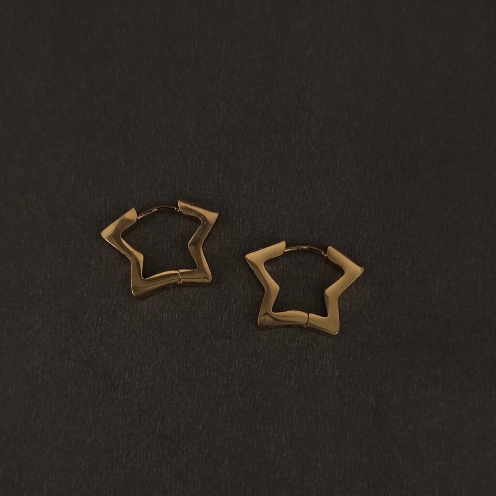 Stainless Steel Star Hoop Earrings - Anti-Tarnish