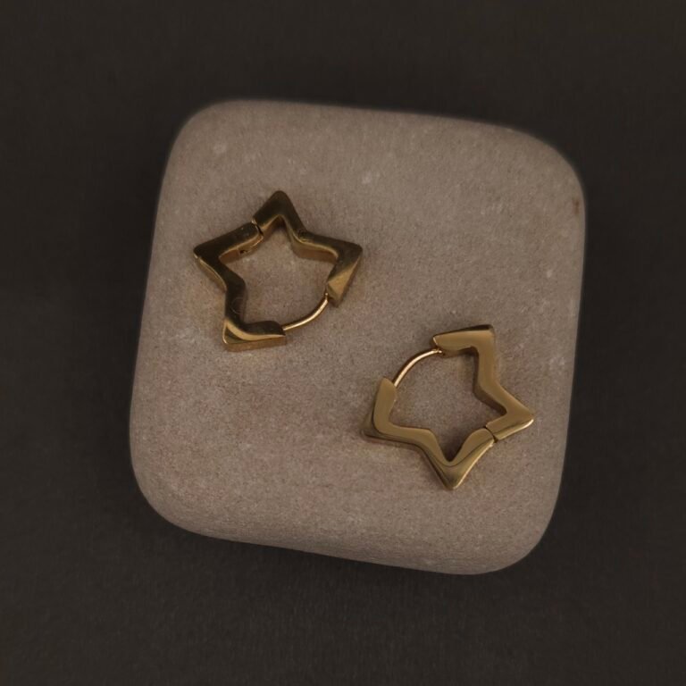 Stainless Steel Star Hoop Earrings - Anti-Tarnish