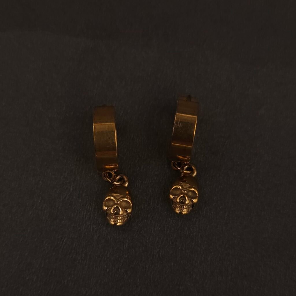 Stainless Steel Skull Hoop Earrings - Anti-Tarnish
