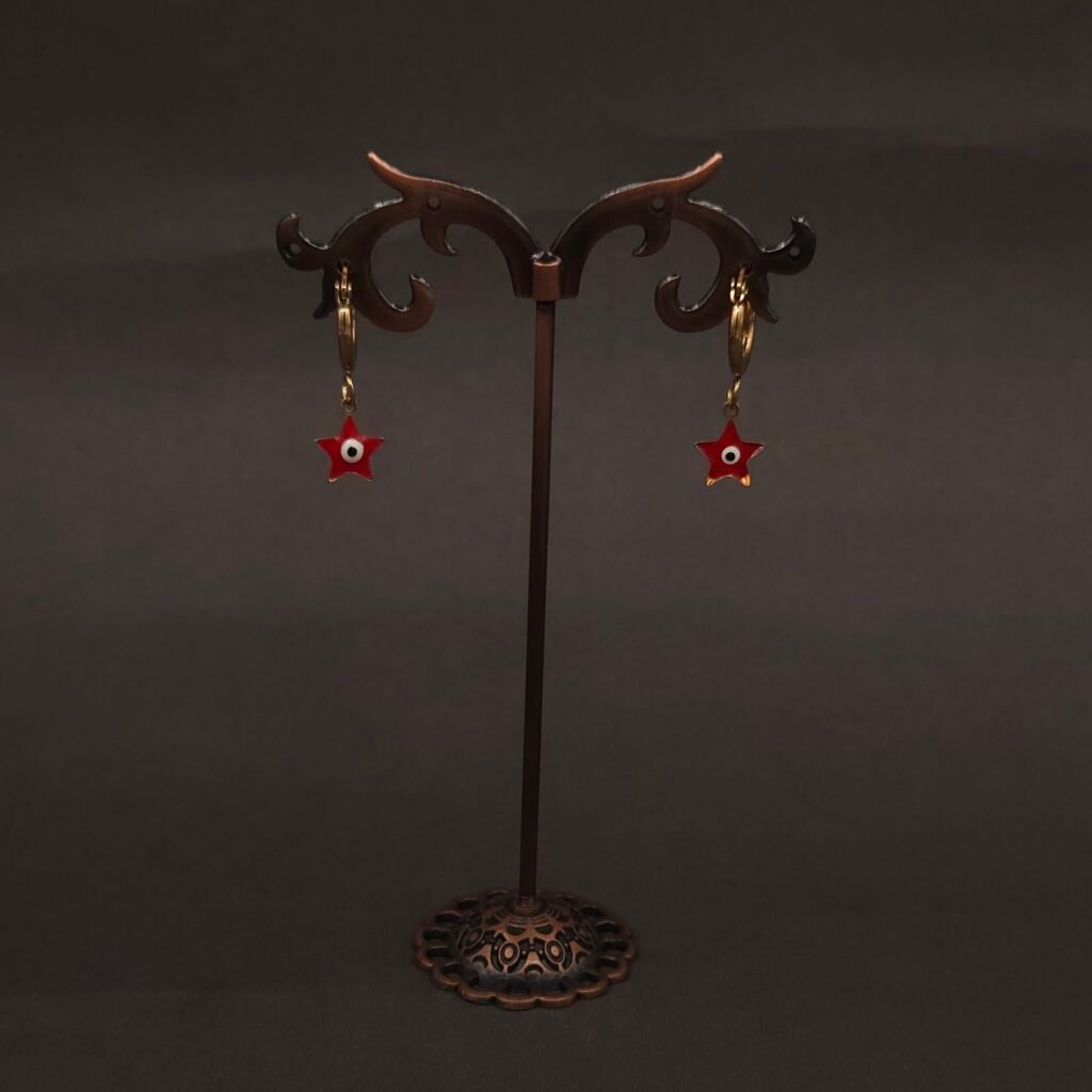 Stainless Steel Evil Eye Star Hoop Earrings - Anti-Tarnish