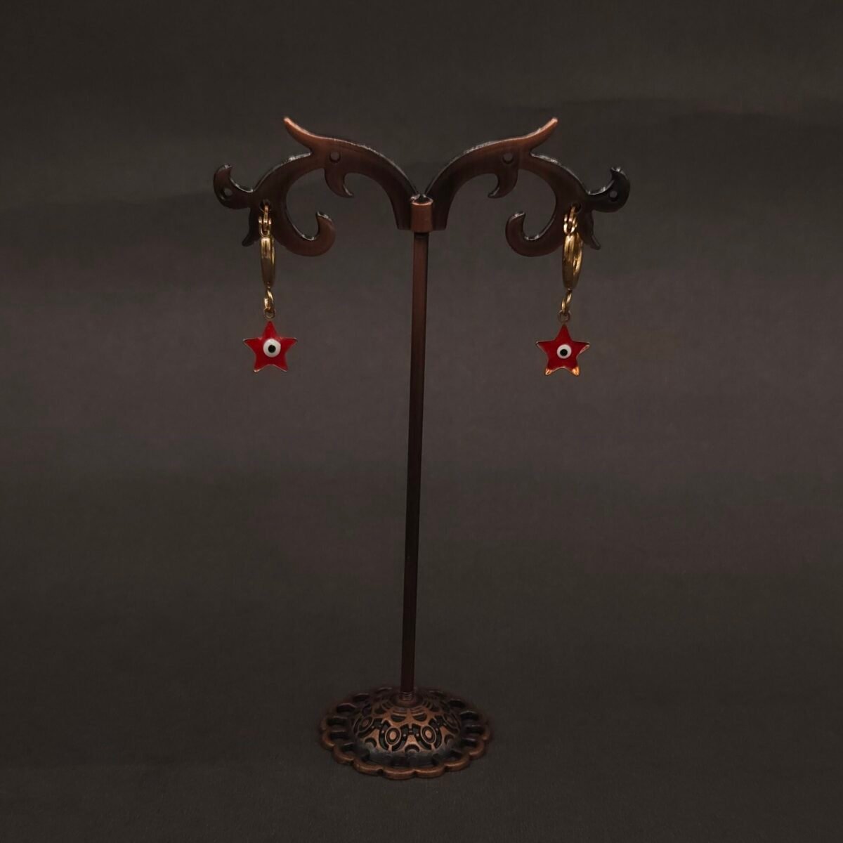 Stainless Steel Evil Eye Star Hoop Earrings - Anti-Tarnish