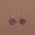 Handmade Diamond Drop Earrings - Monalisa & Turquoise Cabochon - Silver Plated