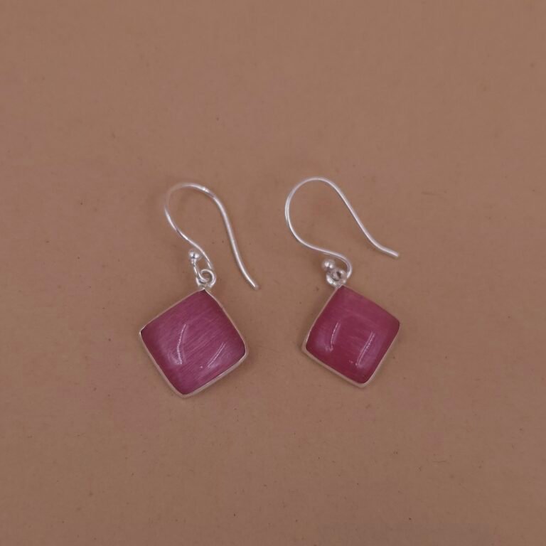 Handmade Diamond Drop Earrings - Monalisa & Turquoise Cabochon - Silver Plated