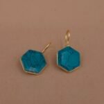 Handmade Brass Hexagon Drop Earrings - Anti-Tarnish