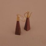 Handmade Brass Geometric Drop Earrings - Goldstone & Opalite Collection - Anti-Tarnish