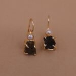 Handmade Brass Natural Stone & Pearl Hook Earrings - Anti-Tarnish