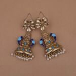 Handmade Brass Floral Temple Dangler Earrings - Anti-Tarnish