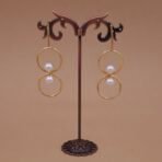 Handmade Brass Double Hoop Pearl Earrings - Anti-Tarnish