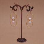 Handmade Brass Double Hoop Pearl Earrings - Anti-Tarnish