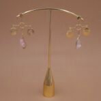 Handmade Brass Geometric Raw Rose Quartz Earrings - Anti-Tarnish