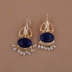 Handmade Brass Blue Monalisa Pearl Drop Earrings - Anti-Tarnish