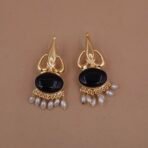 Handmade Brass Black Monalisa Pearl Drop Earrings - Anti-Tarnish