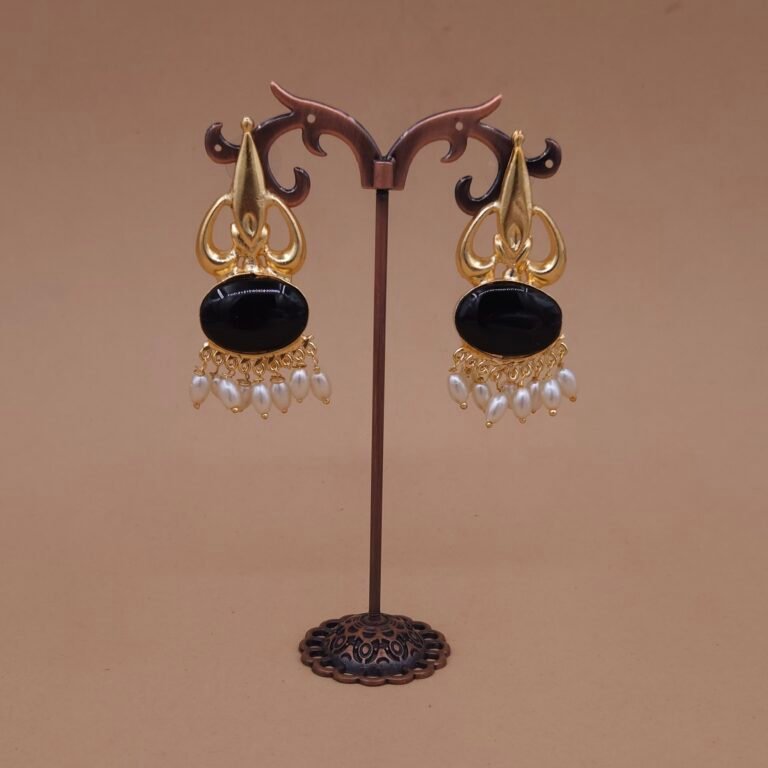 Handmade Brass Black Monalisa Pearl Drop Earrings - Anti-Tarnish