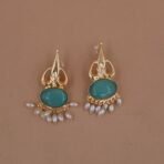 Handmade Brass Mint Monalisa Pearl Drop Earrings - Anti-Tarnish