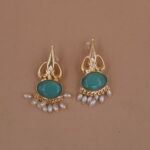 Handmade Brass Mint Monalisa Pearl Drop Earrings - Anti-Tarnish