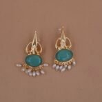 Handmade Brass Mint Monalisa Pearl Drop Earrings - Anti-Tarnish