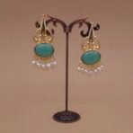Handmade Brass Mint Monalisa Pearl Drop Earrings - Anti-Tarnish