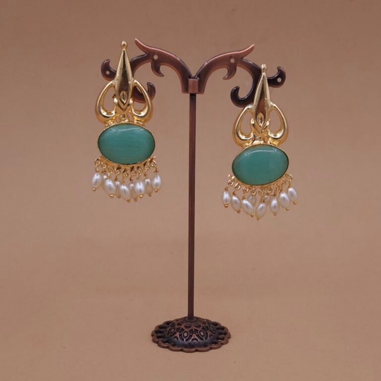 Handmade Brass Mint Monalisa Pearl Drop Earrings - Anti-Tarnish
