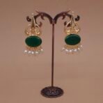 Handmade Brass Green Monalisa Pearl Drop Earrings - Anti-Tarnish