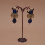 Handmade Brass Blue Monalisa Antique Drop Earrings - Anti-Tarnish