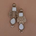 Handmade Brass White Monalisa Antique Drop Earrings - Anti-Tarnish